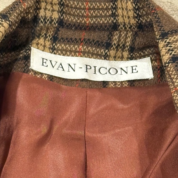 Vintage 80s Evan Picone Brown Plaid Double-Breasted Blazer M flaws 2 for $30 - Picture 3 of 16